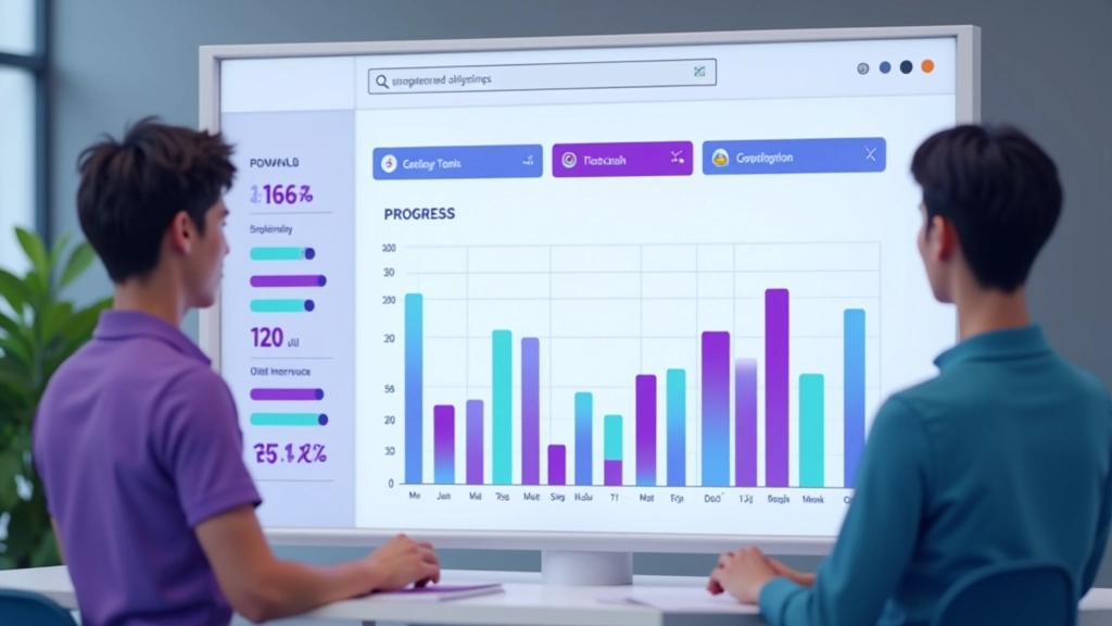 Educational dashboard with animated progress bars and interactive charts