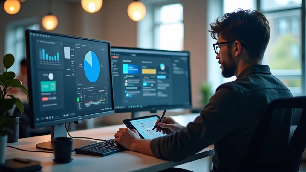 Modern design studio with animation software and creative workspace